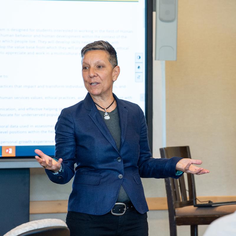 Behavioral Health Specialist gives a presentation.