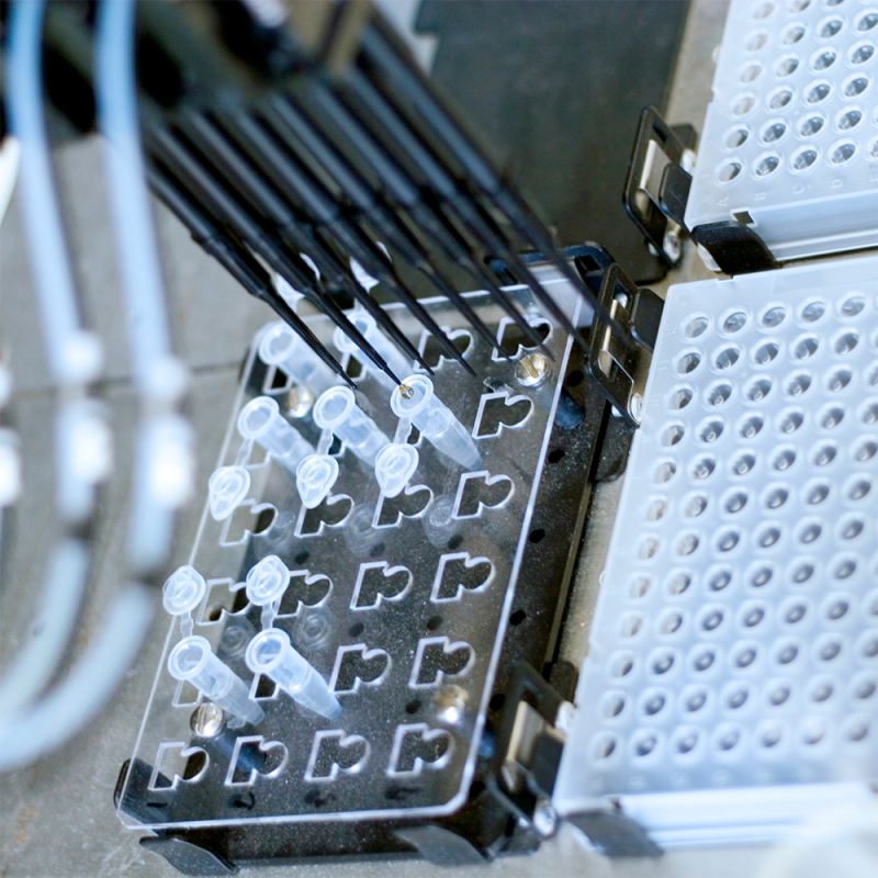 High-tech medical equipment closeup of test tubes