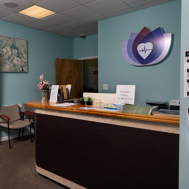Doctor's office reception desk.