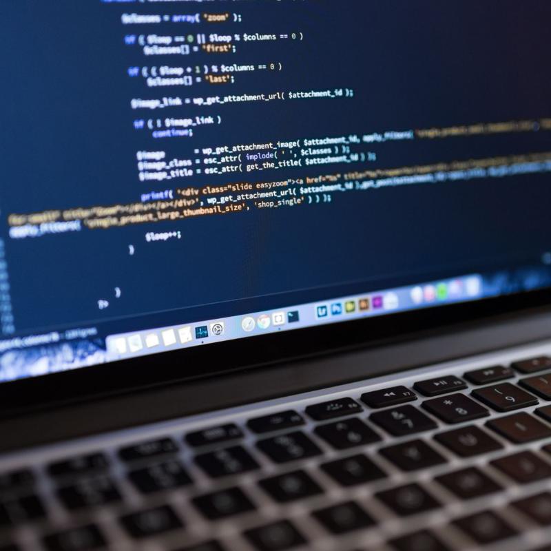Detail of computer code on a computer monitor.