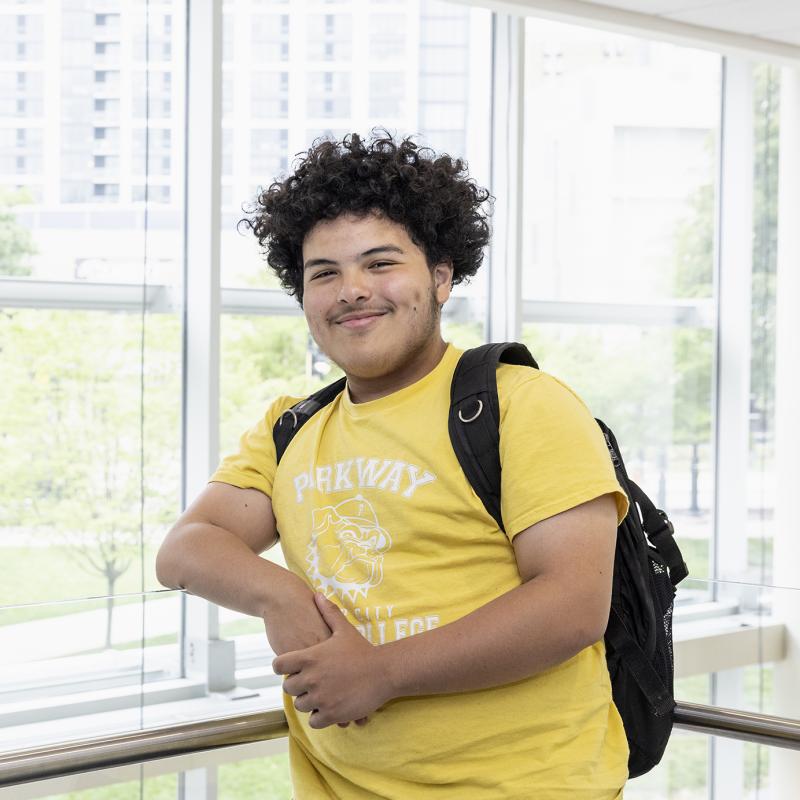 High school student smiling