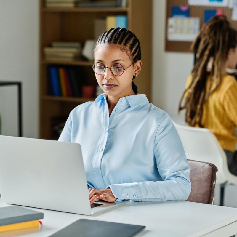 Person working at laptop