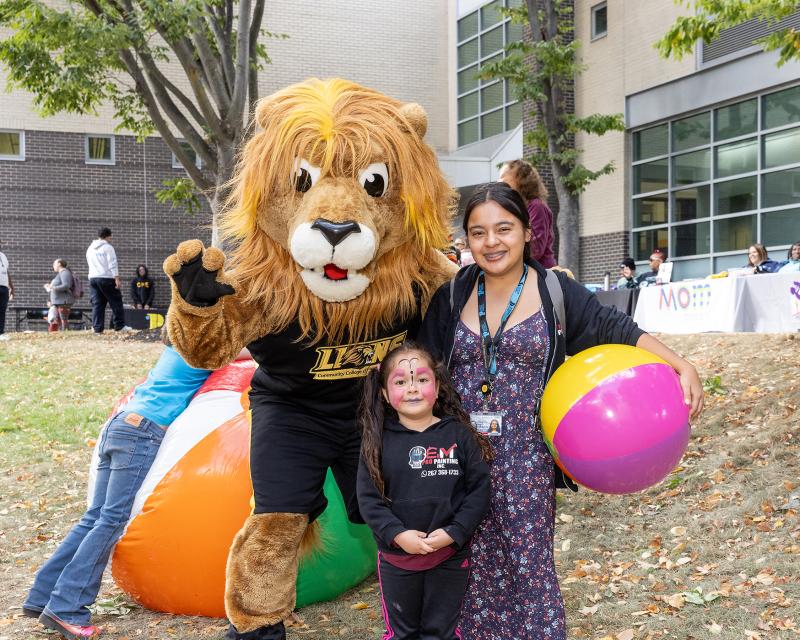 Student parent with roary and her child