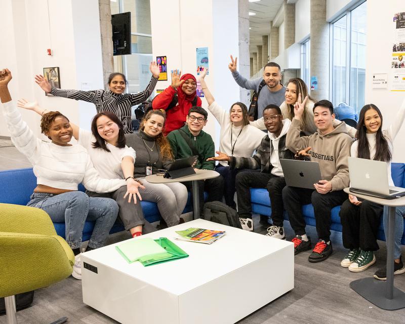 International students club meeting in the library