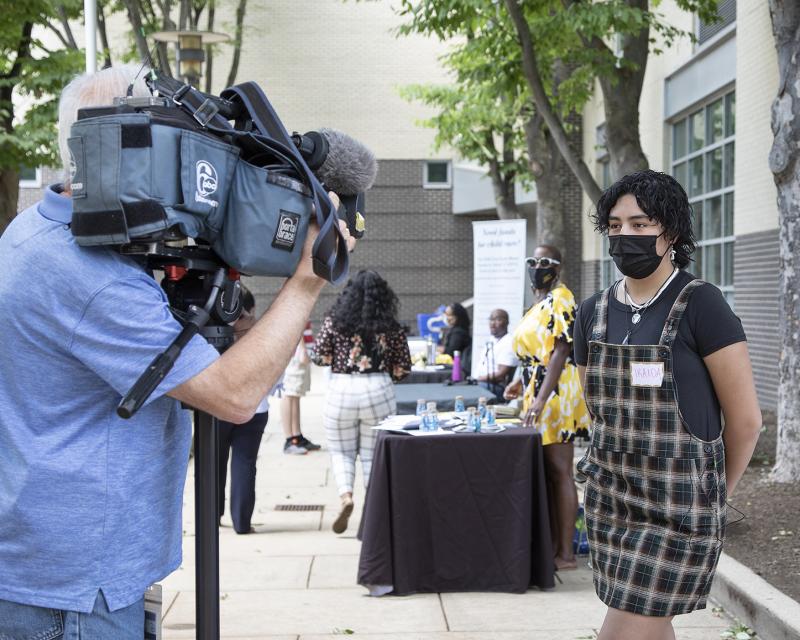 Student being interviewed by 6abc