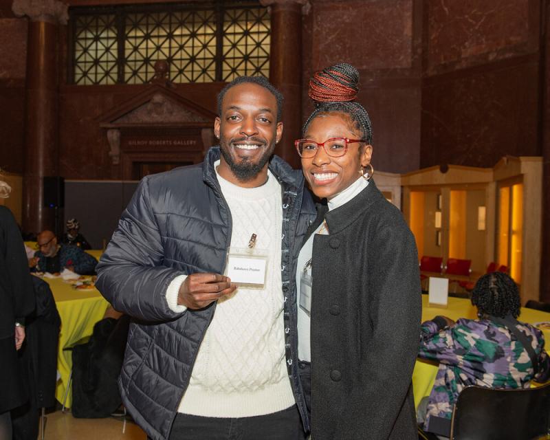 Two alumni at alumni dinner in the Rotunda