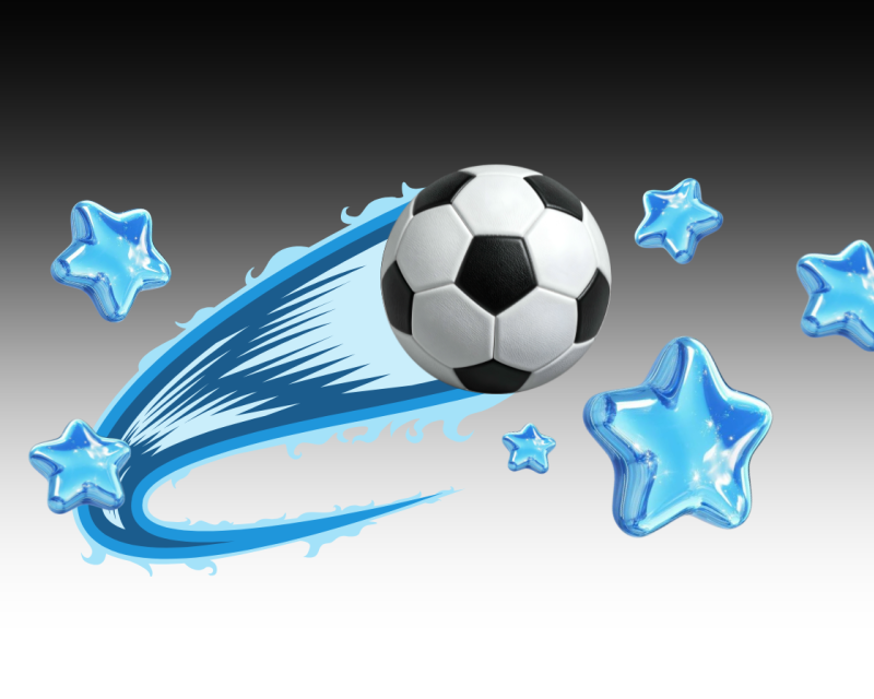soccer ball flying and stars