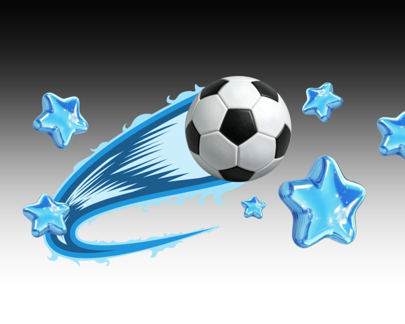soccer ball flying and stars