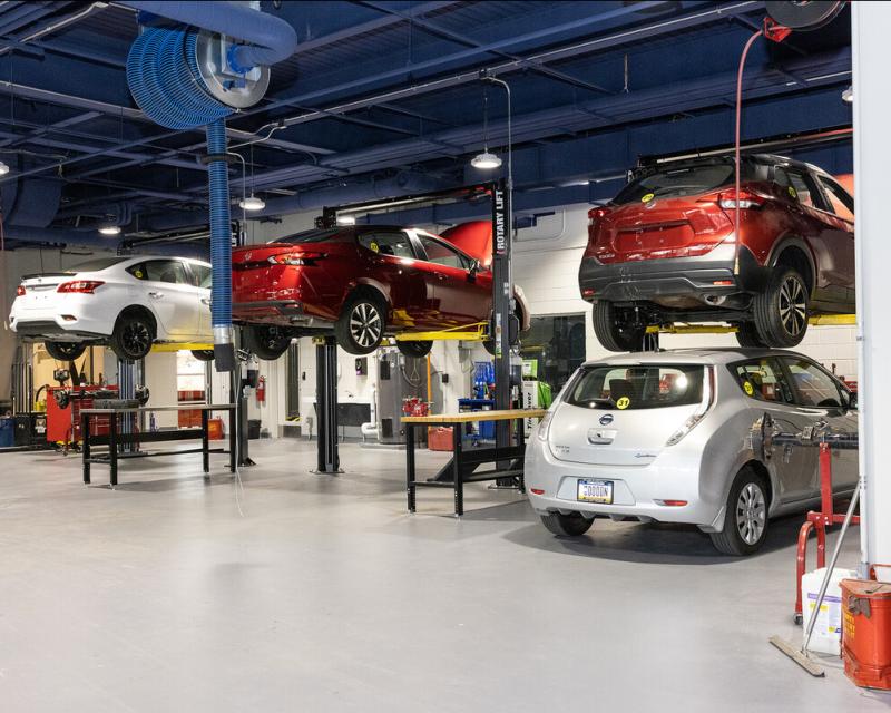 cars in an auto bay